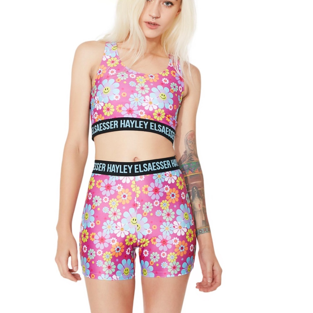 free gift * NWT XS but fits like xxs-xs flower power sports bra - Picture 6 of 9